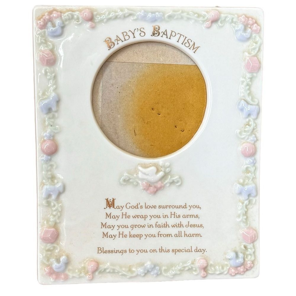 Baby’s Baptism Vintage Tabletop Standing Easel Picture Frame.